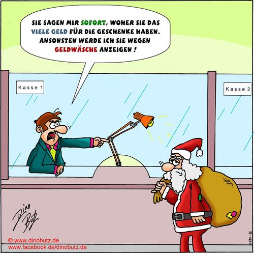 Cartoon: Geldwäsche (medium) by Dino tagged advent,weihnachten,nikolaus,kasse,sparkasse,bank,auszahlung,einzahlung,geld,kredit,geldwäsche,dino