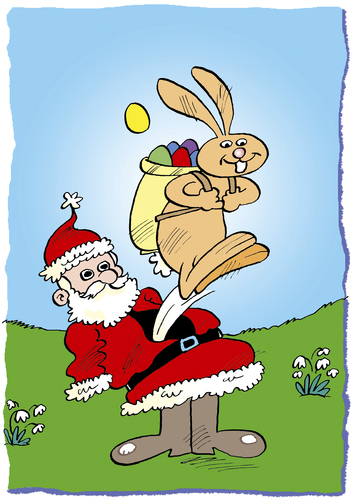 Cartoon: Osterhase (medium) by astaltoons tagged ostern,hase,eier,osterhase,weihnachtsmann