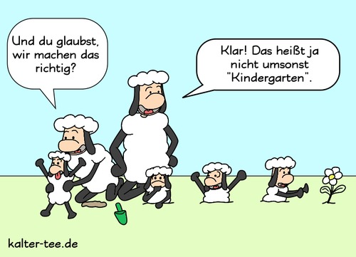 Cartoon: Gartenarbeit (medium) by kowo tagged schaf,schafe,kindergarten,garten