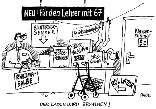 Cartoon: Rente (medium) by RABE tagged rente,mit,67