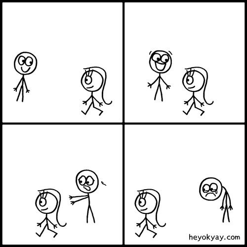 Cartoon: There she goes... (medium) by heyokyay tagged love,romance,stick,figures,lonely,shy,comic,heyokyay