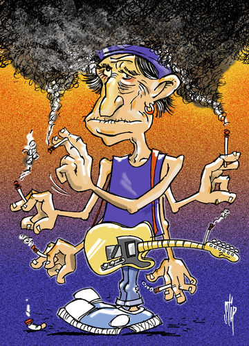 Cartoon: Keith Richards (medium) by stip tagged keith,richards,rolling,stones,rock,guitar,smoke,cigarettes,keith,richards,rolling,stones,rock,guitar,smoke,cigarettes
