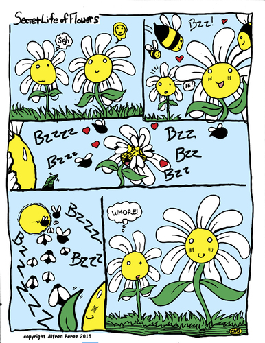 Cartoon: Secret Life of Flowers 1 (medium) by thetoonist tagged flowers,bees,humor,satire
