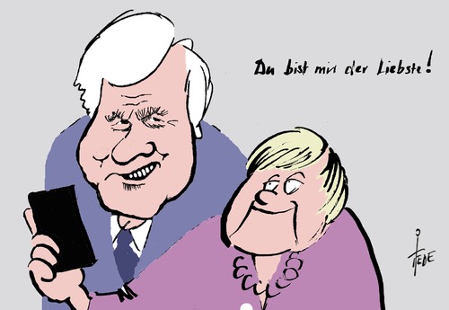 Cartoon: Merkel-Selfie (medium) by tiede tagged cartoon,tiede,flüchtlinge,asyl,csu,cdu,seehofer,horst,merkel,angela,karikatur,angela,merkel,horst,seehofer,cdu,csu,asyl,flüchtlinge,tiede,cartoon,karikatur
