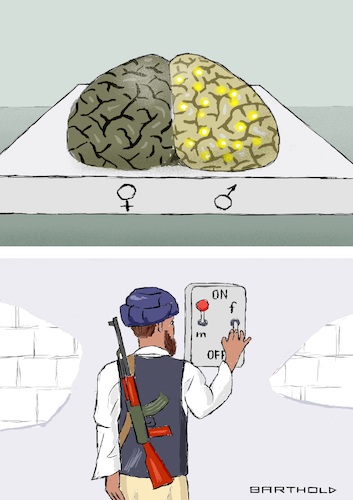 Cartoon: The Brain of Afghanistan (medium) by Barthold tagged afghanistan,taliban,government,order,refusal,admittance,access,women,secondary,schools,colleges,universities,violation,human,rights,brain,control,unit,device,cutout,power,switch,blinking,lights,activity,cartoon,caricature,barthold,afghanistan,taliban,government,order,refusal,admittance,access,women,secondary,schools,colleges,universities,violation,human,rights,brain,control,unit,device,cutout,power,switch,cartoon,caricature,barthold