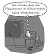 Cartoon: WhatsApp (small) by Lo Graf von Blickensdorf tagged fleischwurst,nacht,wurst,whatsapp,bett,mond,einsamkeit,jugend,hunger,kühlschrank,allein,mann,gesellschaft,kinder,essen,ernährung,internet,chat,junge