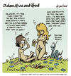 Cartoon: adam eve and god 18 (small) by mortimer tagged mortimer mortimeriadas cartoon comic gag adam eve god bible paradise eden biblical christian original sin sex nude toons hairy belly blonde snake apple