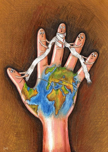 Cartoon: int.continental humanitarian aid (medium) by menekse cam tagged continents,humanitarian,aid,assistance,particular,project,hand,fingers,symbolic,wars,poverty,hunger,wounds,continents,humanitarian,aid,assistance,particular,project,hand,fingers,symbolic,wars,poverty,hunger,wounds