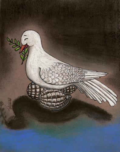 Cartoon: The brood (medium) by menekse cam tagged brood,peace,pigeon,bomb