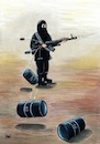 Cartoon: Terrorism (small) by menekse cam tagged terrorism,terror,terrorist,oil,barrels,weapon,fire,bullet,shells