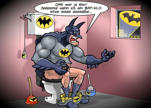 Cartoon: Batsignal (medium) by Chris Berger tagged batman,batsignal,verbechen,superhelden,dc,comics,klo,toilette,batman,batsignal,verbechen,superhelden,dc,comics,klo,toilette