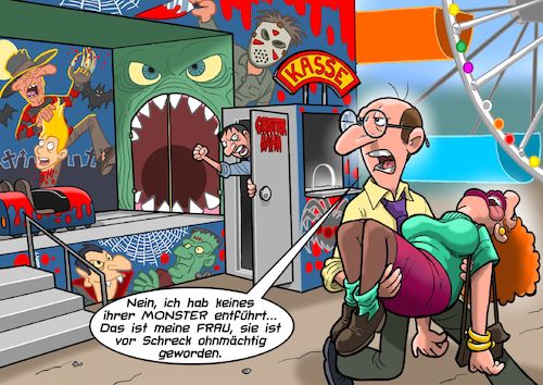 Cartoon: Geisterbahn (medium) by Chris Berger tagged rummelplatz,jahrmarkt,geisterbahn,horrorschau,rummelplatz,jahrmarkt,geisterbahn,horrorschau