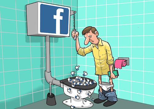 Cartoon: Toilette (medium) by Chris Berger tagged facebook,likes,klo,toilette,user,stuhlgang,spülung,wc,facebook,likes,klo,toilette,user,stuhlgang,spülung,wc