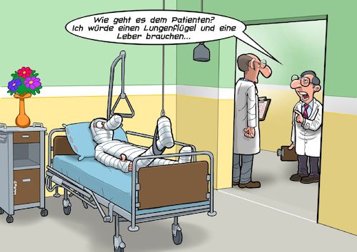 Cartoon: Transplantation (medium) by Chris Berger tagged organe,krankenhaus,transplantation,organe,krankenhaus,transplantation