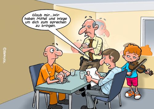 Cartoon: Verhörmethoden (medium) by Chris Berger tagged verhör,polizei,gangster,geige,kid,kind,verhör,polizei,gangster,geige,kid,kind