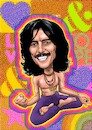 Cartoon: George Harrison (small) by Chris Berger tagged beatles,ravi,shankar,guru,gitarrist