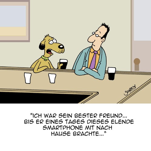 Cartoon: Der beste Freund (medium) by Karsten Schley tagged menschen,hunde,tiere,bars,pubs,gastronomie,smartphones,kommunikation,technik,menschen,hunde,tiere,bars,pubs,gastronomie,smartphones,kommunikation,technik