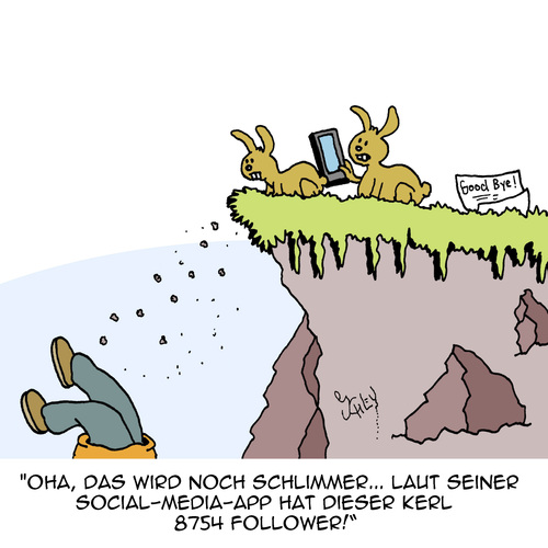Cartoon: Follower (medium) by Karsten Schley tagged tod,selbstmord,twitter,social,networks,computer,kommunikation,tiere,hasen,follower,tod,selbstmord,twitter,social,networks,computer,kommunikation,tiere,hasen,follower