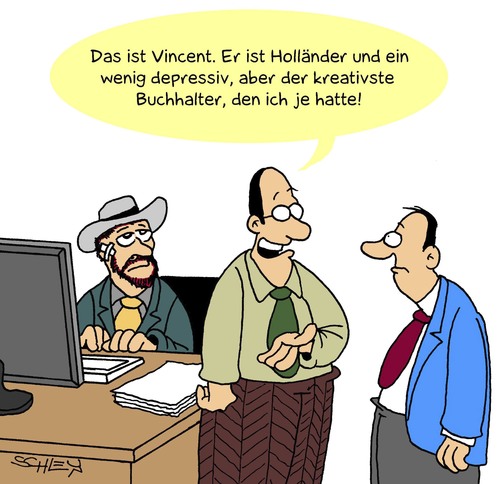 Cartoon: Kreativ (medium) by Karsten Schley tagged kunst,künstler,buchführung,kreativität,wirtschaft,wirtschaftskriminalität,geld,business,künstler,buchführung,kreativität,wirtschaft,wirtschaftskriminalität,geld,business