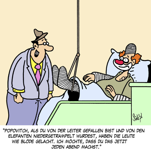 Cartoon: LACHEN IST GESUND (medium) by Karsten Schley tagged circus,jobs,unterhaltung,business,arbeit,clown,zirkusclowns,unfälle,tiere,circus,jobs,unterhaltung,business,arbeit,clown,zirkusclowns,unfälle,tiere