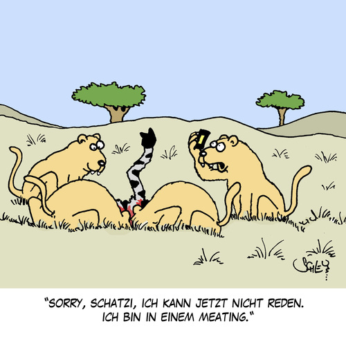 Cartoon: MEATING (medium) by Karsten Schley tagged natur,tiere,wildnis,fressen,jagen,löwen,futter,umwelt,natur,tiere,wildnis,fressen,jagen,löwen,futter,umwelt