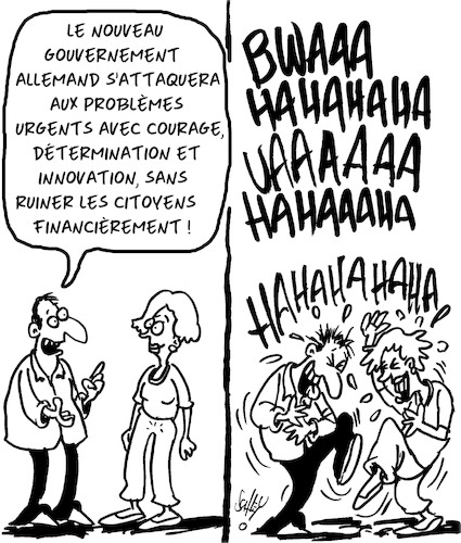 Cartoon: Nouveau Gouvernement Allemand (medium) by Karsten Schley tagged allemagne,europe,politique,problemes,elections,coalitions,impots,finances,courage,innovation,allemagne,europe,politique,problemes,elections,coalitions,impots,finances,courage,innovation