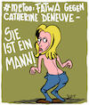 Cartoon: Catherine Deneuve (small) by Karsten Schley tagged metoo,fatwa,deneuve,frankreich,hetzjagd,frauen,männer,sex,übergriffe,diffamierungen,gesellschaft,medien