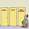 Cartoon: Entscheidungen... (small) by Karsten Schley tagged männer,frauen,geschlechter,toiletten,soziales,entscheidungen,gleichberechtigung