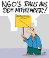 Cartoon: NGO (small) by Karsten Schley tagged flüchtlinge,mittelmeer,ngos,frontex,tod,flüchtlingshelfer,europa,gesellschaft,politik