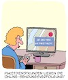 Cartoon: Online-Sendungsverfolgung (small) by Karsten Schley tagged sendungsverfolgung,paketdienste,transport,kunden,tracking,zustellung,kundenservice,computer,technik,wirtschaft,business,gesellschaft