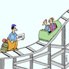 Cartoon: Per Anhalter... (small) by Karsten Schley tagged reisen,kirmes,rummel,jahrmarkt,dom,achterbahn,tourismus,autostop,transport