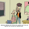 Cartoon: Voll hip! (small) by Karsten Schley tagged mode,jugend,piercings,tattoos,branding,schmuck,jugendkultur,gesundheit