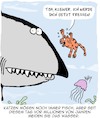 Cartoon: Warum Katzen wasserscheu sind (small) by Karsten Schley tagged katzen,tiere,prähistorisches,wissenschaft,forschung,geschichte,evolution,fische,ernährung,nahrungskette,biologie