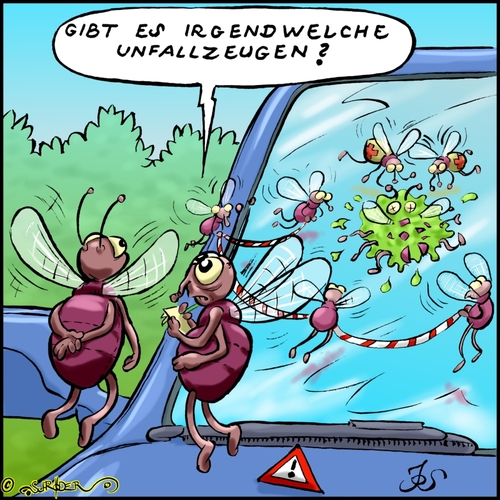 Cartoon: Unfallzeuge gesucht (medium) by KritzelJo tagged unfall,unfallzeuge,unfallflucht,auto,fliege,fliegen,scheibendreck