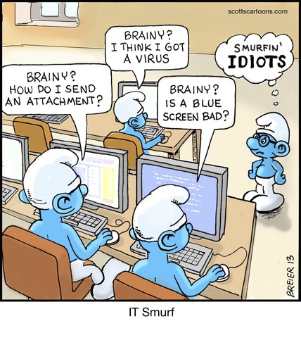 Cartoon: Brainy (medium) by noodles tagged brainy,smurf,it,computer,smurfin,idiot,noodles