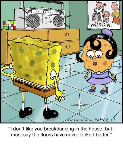 Cartoon: Breakin Spongebob (medium) by noodles tagged breakdancing,spongebob,squarepants,cartoons,clean,floor