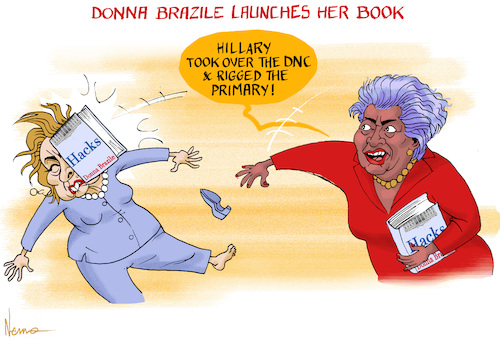 Cartoon: Donna Book Launch (medium) by NEM0 tagged donna,brazile,book,rig,rigged,primary,election,take,over,crooked,hillaryclinton,dnc,collusion,bernie,sanders,wasserman,schultz,presidential,corruption,2016,donna,brazile,book,rig,rigged,primary,election,take,over,crooked,hillaryclinton,dnc,collusion,bernie,sanders,wasserman,schultz,presidential,corruption,2016