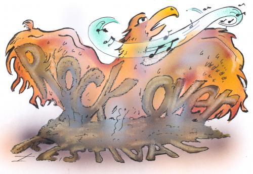 Cartoon: phoenix from the ashes (medium) by HSB-Cartoon tagged music,show,festival,bird,phoenix,ash