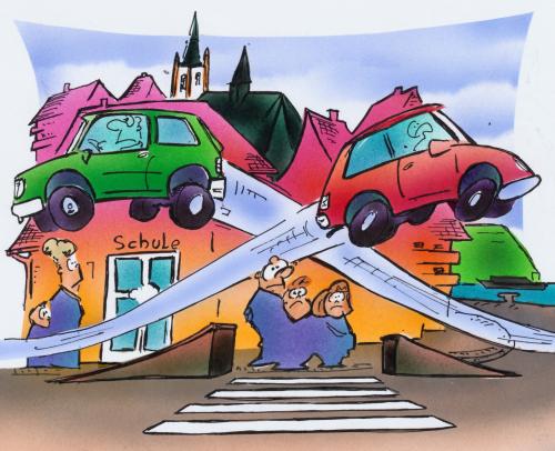 Cartoon: road safety (medium) by HSB-Cartoon tagged road,street,car,traffic