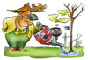 Cartoon: Naturschutz (small) by HSB-Cartoon tagged naturschutz,natur,kettensäge,holzfäller,baum,wald,waldarbeiter,schwert,pflugschare,umwelt,aufforstung,ökologie,airbrush,airbrushcartoon,airbrushkarikatur