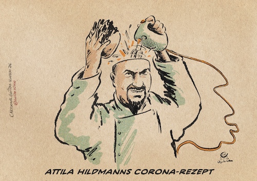 Cartoon: Attila Hildmann (medium) by Guido Kuehn tagged attila,hildman,corona,covid,covidiot,attila,hildman,corona,covid,covidiot,verschwörungstheoretiker