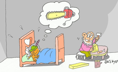 Cartoon: bad dream (medium) by yasar kemal turan tagged bad,dream