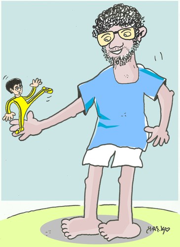 Cartoon: Bruce Lee Kareem Abdul Jabbar (medium) by yasar kemal turan tagged jabbar,abdul,kareem,and,lee,bruce