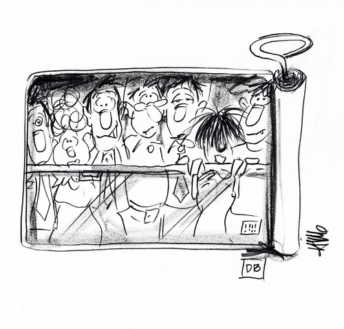 Cartoon: Sardines De Luxe (medium) by helmutk tagged social,life