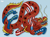 Cartoon: Superpower China (small) by Tjeerd Royaards tagged china,europe,usa,superpower,dragon,economy