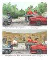 Cartoon: Busch und Strauchsterben (small) by woessner tagged busch,strauch,wald,waldsterben,autobahn,parkplatz,toilette,egal,gleichgültig,klima,umwelt,abgase