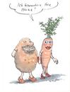 Cartoon: Kartoffelstärke (small) by woessner tagged kartoffel,mohrrübe,karotte,stärke,gemüse,lebensmittel,chemie,beziehung,bewunderung,liebe,erotik,angabe,mann,frau