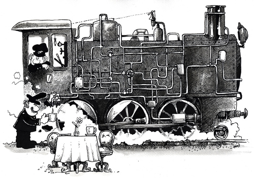 Cartoon: locomotive (medium) by JARO tagged locomotive,tea