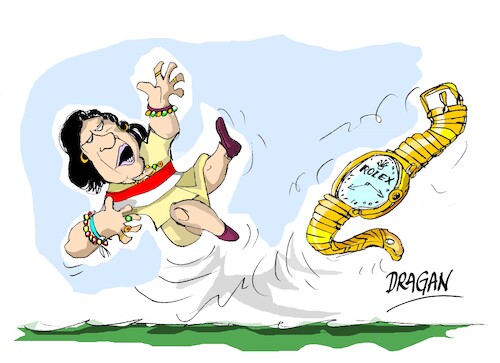 Cartoon: Dina Boluarte-Rolex (medium) by Dragan tagged dina,boluarte,peru,rolex