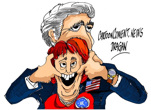 Cartoon: John Kerry-Catherine Ashton (medium) by Dragan tagged john,kerry,catherine,ashton,la,risa,union,europea,ue,estados,unidos,eeuu,nato,ukraina,politics,cartoon